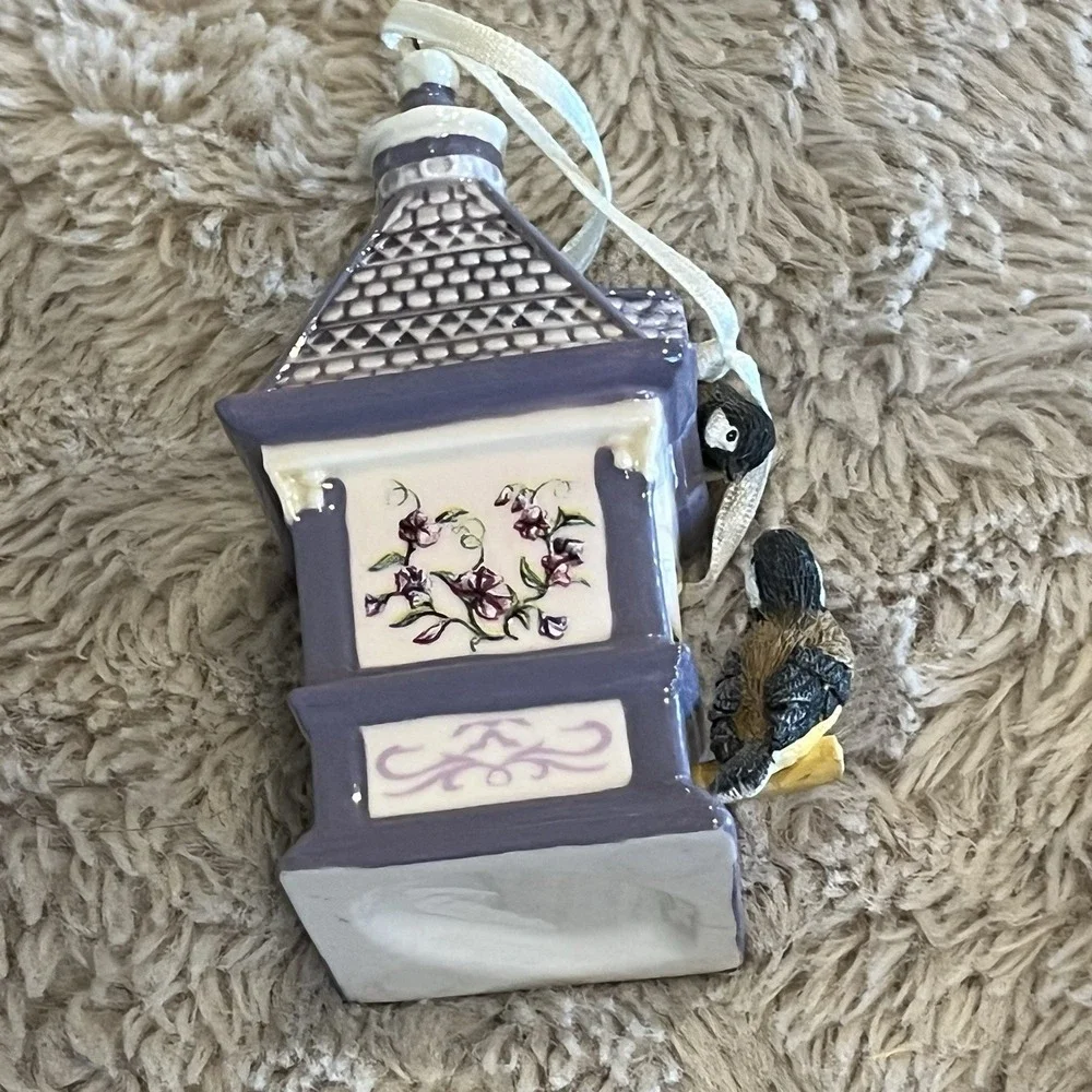 1999 Heirloom Poreclain Harmony Hearth Birdhouse Ornament Bradford‎ Exchange